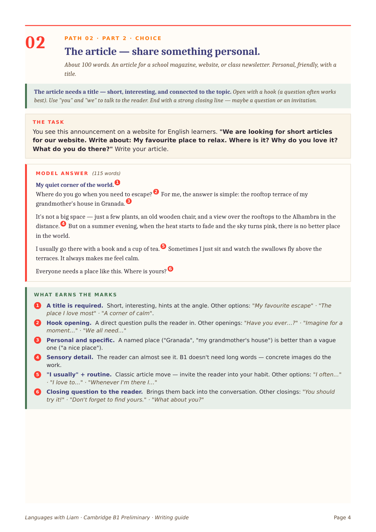 B1 · Writing — un modelo